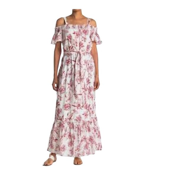 julia jordan Dresses & Skirts - Julia Jordan NWT Cold Shoulder Floral Maxi Dress Bohemian Ivory/Red Size 14